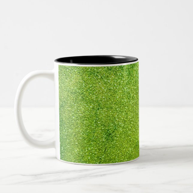 Green glitter Two-Tone coffee mug (Left)