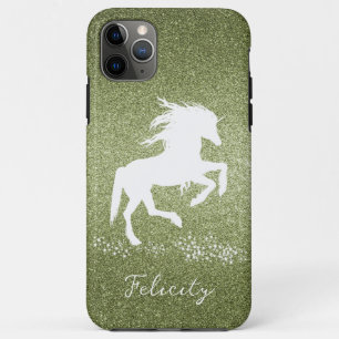Green Glitter Unicorn Case-Mate iPhone Case