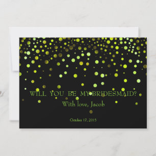 Green Glitter Will You Be My Bridesmaid Invitation
