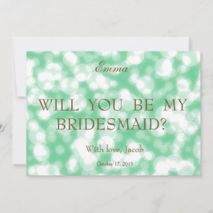 Green Glitter Will You Be My Bridesmaid Invitation