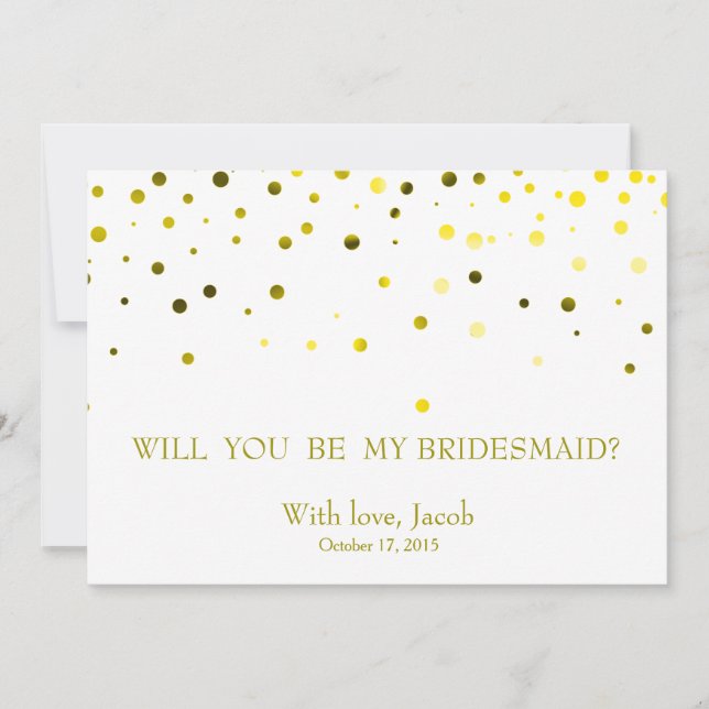 Green Glitter Will You Be My Bridesmaid Invitation (Front)