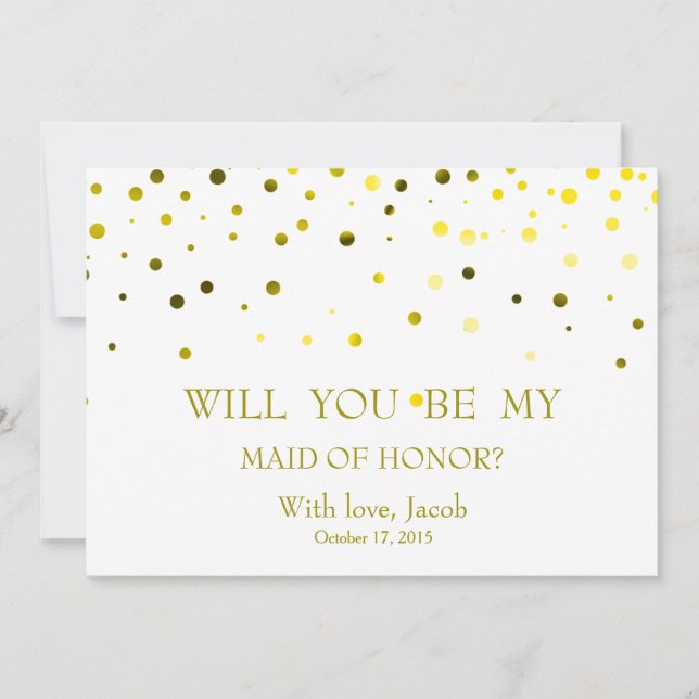 Green Glitter Will You Be My MAID OF HONOR Invitation (Front)