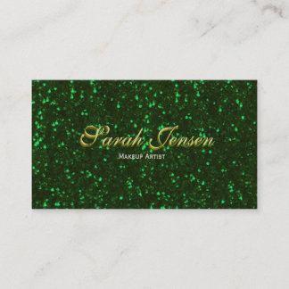 Green Glitter with Gold Lettering Business Card