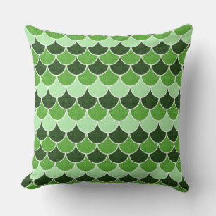 Green Glittery Mermaid Scales Pattern Cushion