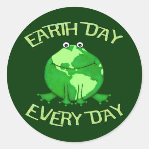 Green Globe Frog Environment  Recycle Sticker