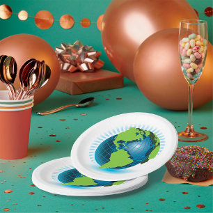 Green Globe Paper Plate