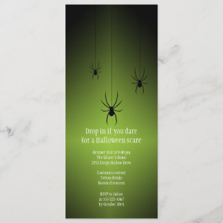 Green glow black spider Halloween invitation card