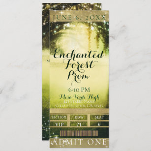 Green Glow Forest & Lights Prom VIP Party Ticket Invitation