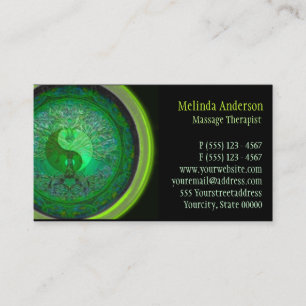 Green Glow Yin Yang Tree of Life Business Card