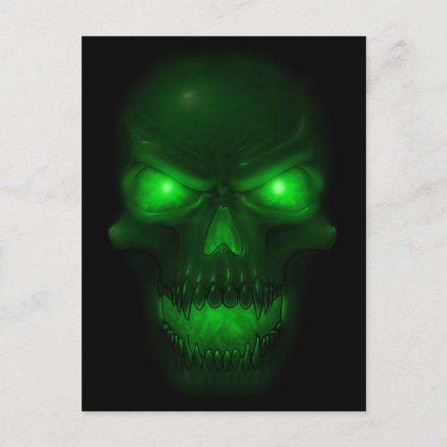 Green Glowing Skull Postcard (Front)
