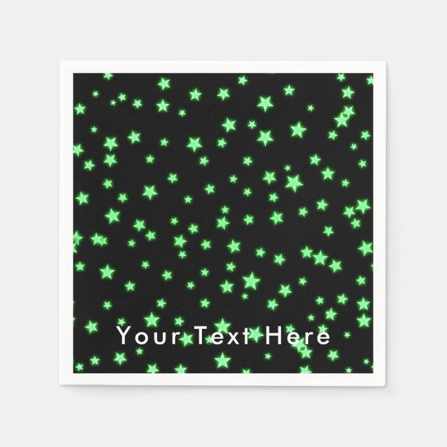 Green Glowing Stars Birthday Party Custom Napkin (Front)