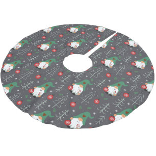 Green Gnome Christmas Tree Ornaments Pattern Brushed Polyester Tree Skirt