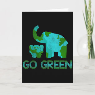 Green Go Elephant Nature Climate Protect Hour Day Card