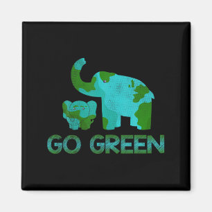 Green Go Elephant Nature Climate Protect Hour Day  Magnet