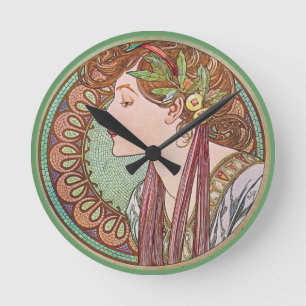 Green Goddess Art Round Clock