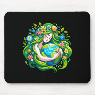 Green Goddess Earth Day Save Our Planet Women Girl Mouse Pad