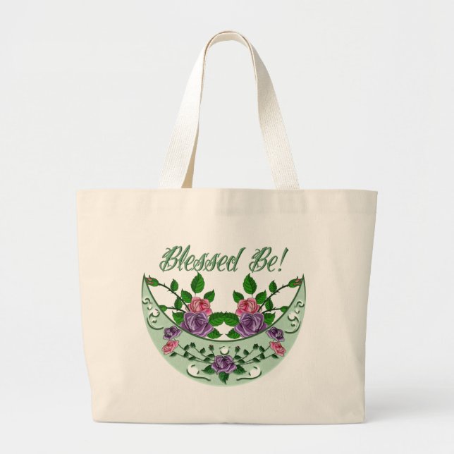 Green Goddess Upright Crescent Large Tote Bag (Front)