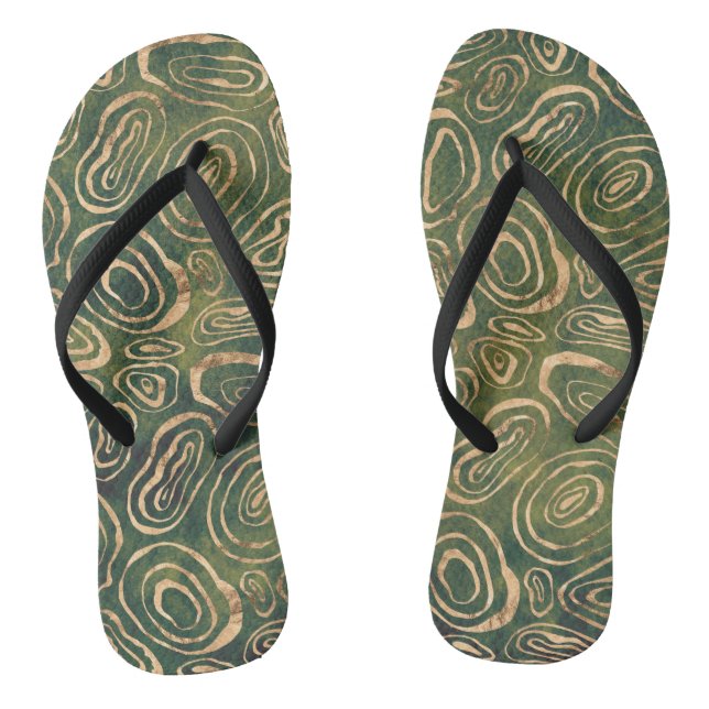 Green gold abstract  jandals (Footbed)