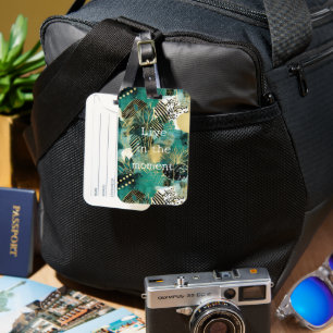 Green Gold Abstract Luggage Tag