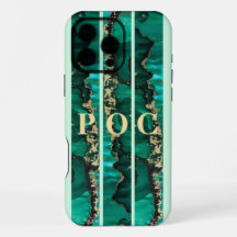 Green Gold Abstract Monogram Case-Mate