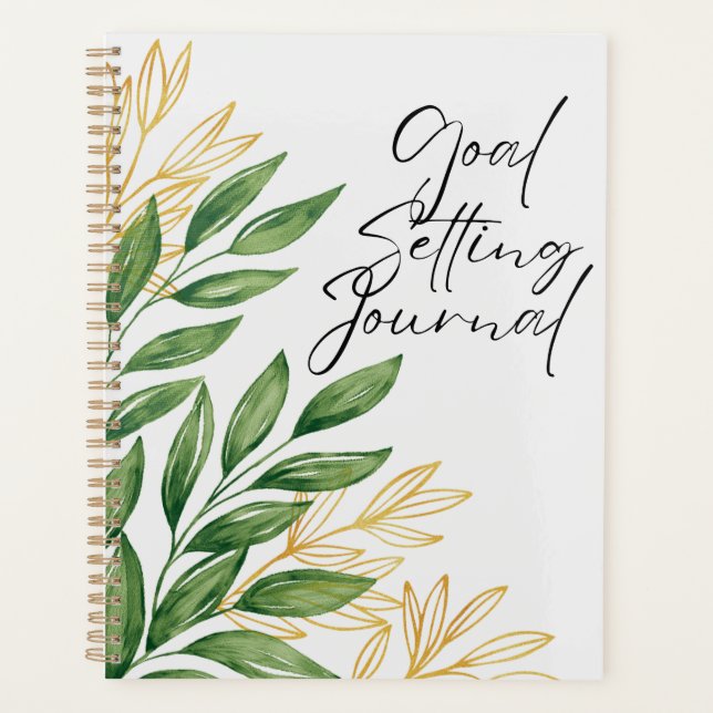 Green Gold Aesthetic Goal Setting Journal  Planner (Front)