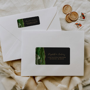 Green Gold Agate Dark Wedding Return Address