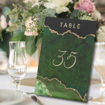Green Gold Agate Geode Wedding Pedestal Sign<br><div class="desc">Chic emerald green and gold glitter agate wedding table numbers easy to customise.</div>
