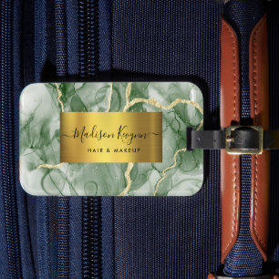 Green Gold Agate Luggage Tag
