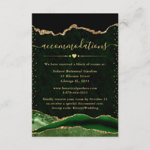 Green & Gold Agate Wedding Accommodations Enclosure Card