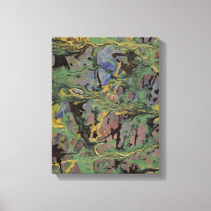 Green, Gold and Blue Splashed Art Wrapped Canvas