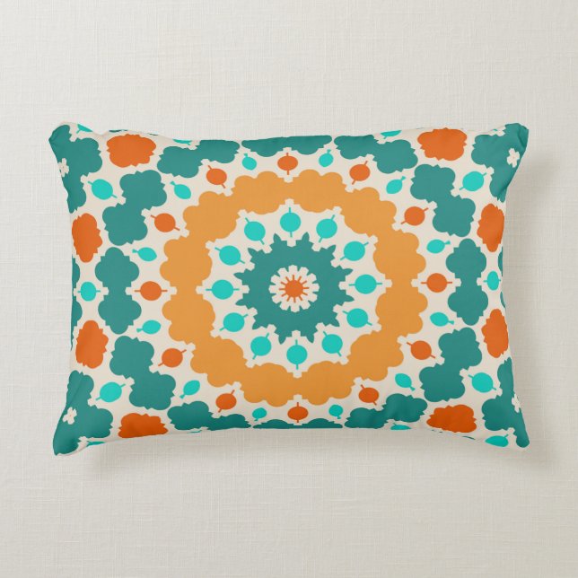 Green Gold and Red Flowers and Diamonds   Decorative Cushion (Front)