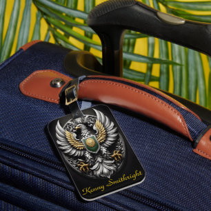 Green Gold And Silver Eagle Luggage Tag