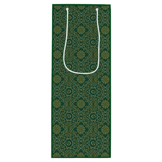 Green & Gold Arabesque Gift Bag (Front)