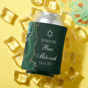 Green Gold Bar Mitzvah Party Custom Can Cooler