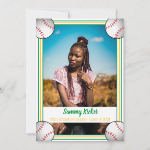 Green & Gold Baseball Graduation Announcement