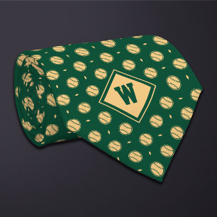 Green Gold Baseball Icon Necktie