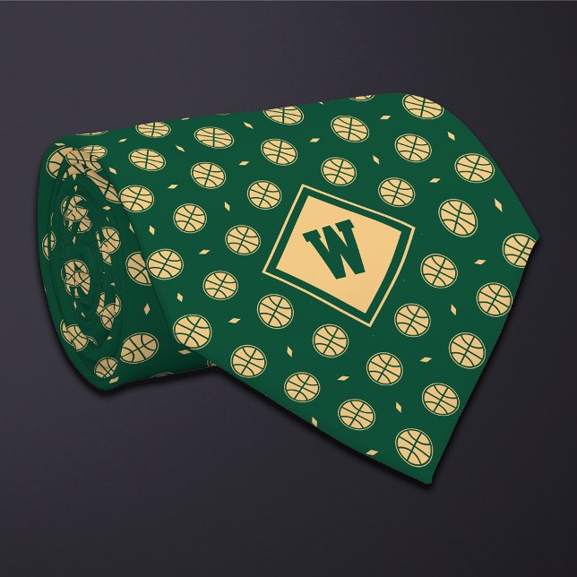 Green Gold Basketball Icon Necktie (Creator Uploaded)