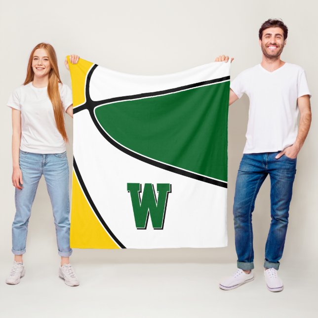 green gold basketball team colours boys girls fleece blanket (In Situ)