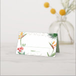 Green Gold Bat Mitzvah Tropical Floral Watercolor Place Card<br><div class="desc">No Bat Mitzvah party is complete without personalised place cards. Let your favourite Bat Mitzvah be proud, rejoice and celebrate her milestone at her perfectly coordinated party. Stylish, stunning, colourful, tropical watercolor bird of paradise flowers, faux gold Star of David and glitter dots, along with spring green modern sans serif...</div>