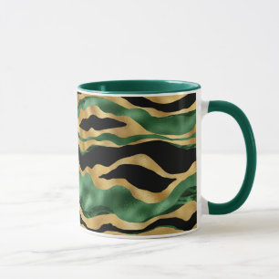 Green Gold Black Glitter Waves Mug