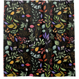 Green Gold Blue Leaves Shower Curtain