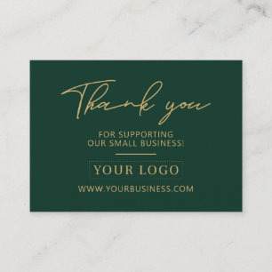 Green & Gold Business Logo Packaging Thank you Business Card