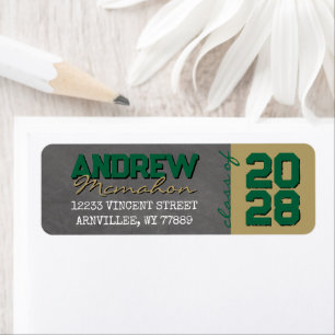 Green & Gold Chalkboard Graduation Return Address