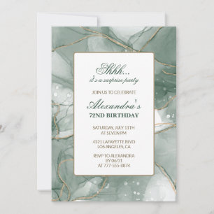 Green Gold Chic Luxury Surprise 72nd birthday Invitation