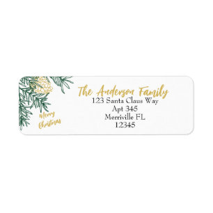 Green Gold Christmas Botanical Return Address