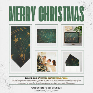 Green & Gold Christmas Designs Tissue Paper