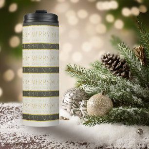 Green Gold Christmas Pattern#35 ID1009 Thermal Tumbler