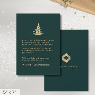 Green Gold Christmas Tree Business Logo Holiday Card