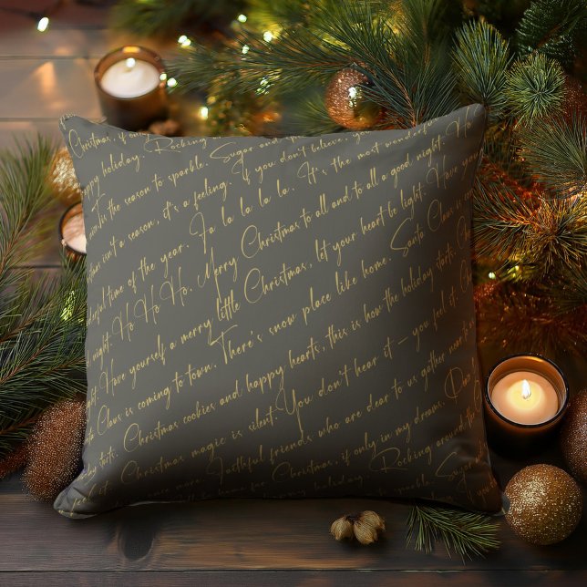 Green Gold Christmas Typography Pattern36 ID1009 Cushion (Creator Uploaded)