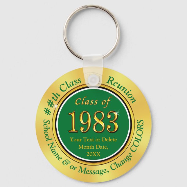 Green Gold Class of 1983 Class Reunion Keychains (Front)